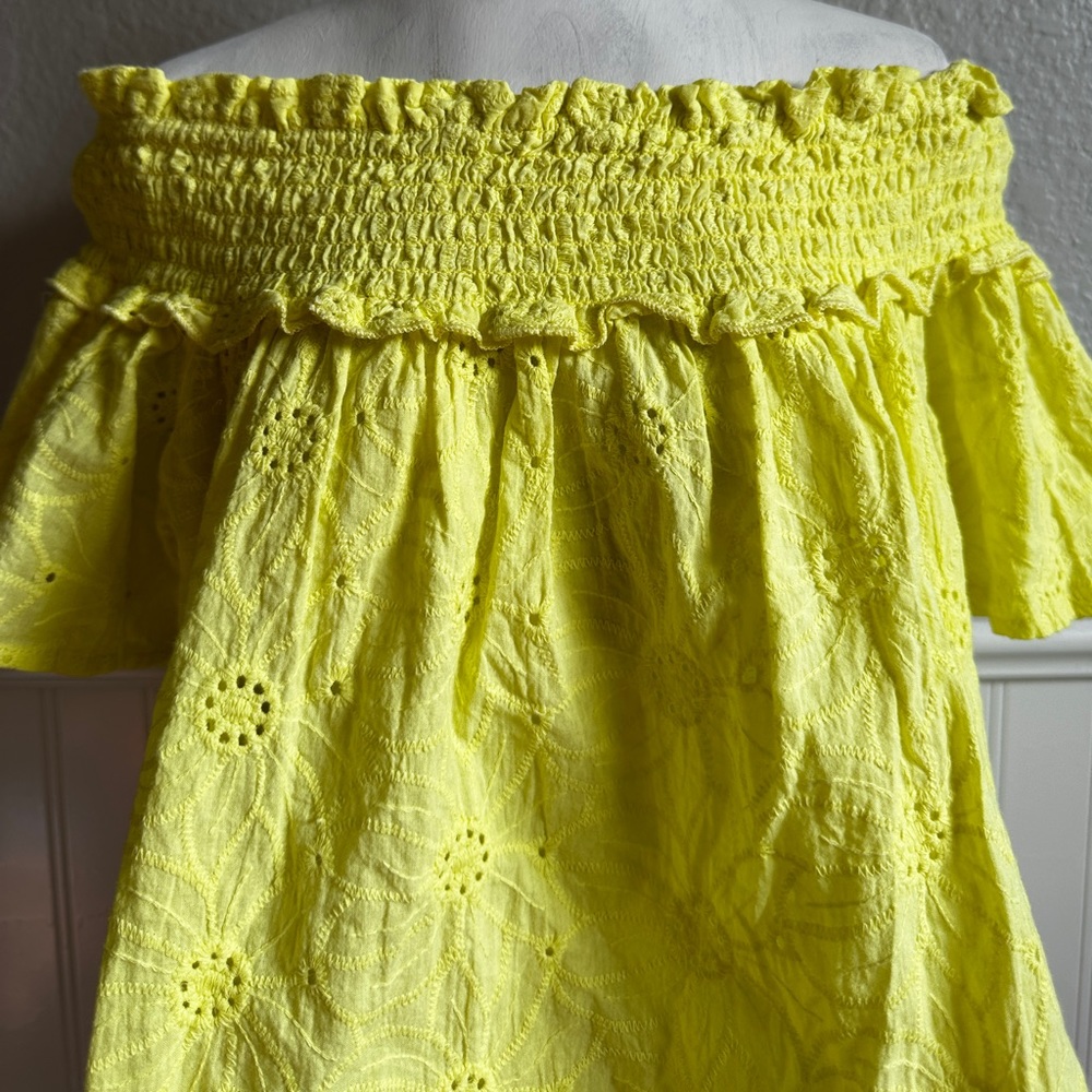 Yellow Ruffle Off the Shoulder Top - Picture 2 of 2